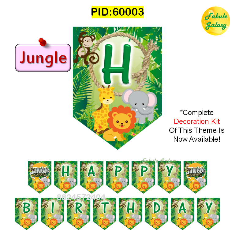 FG Jungle Theme Happy Birthday Banner