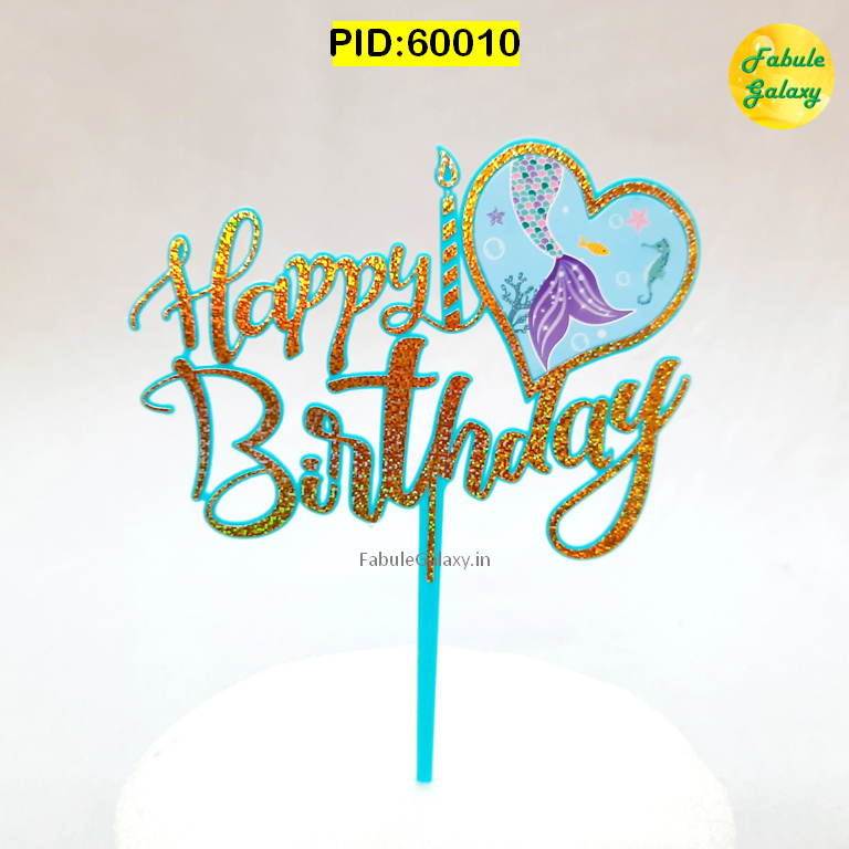 Mermaid Cake Topper- Happy Birthday
