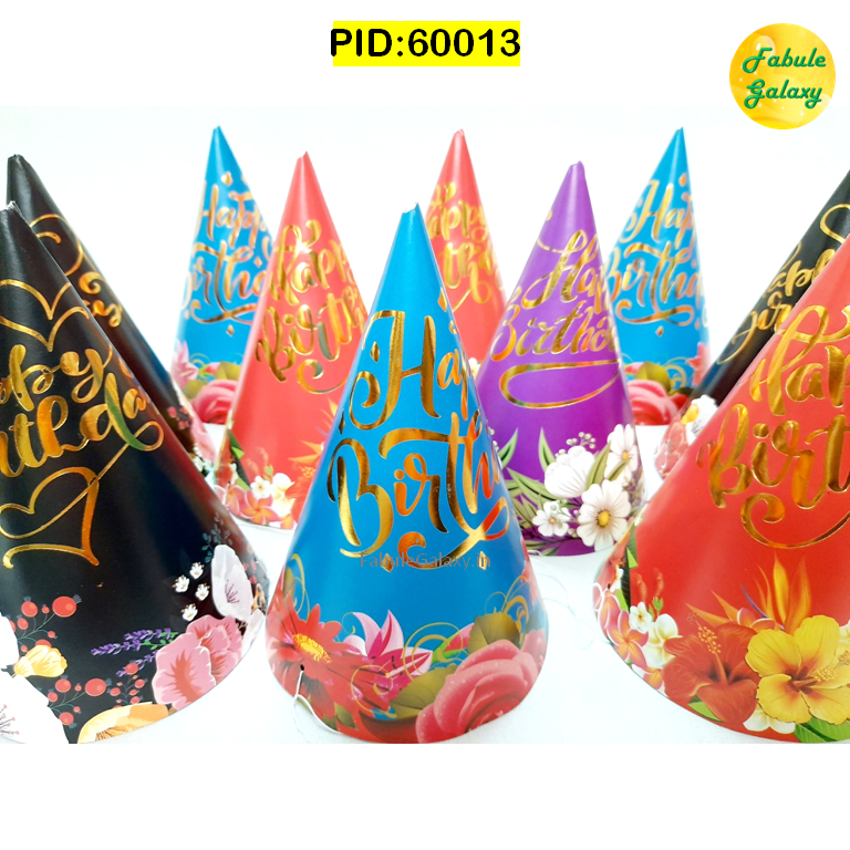 Happy Birthday Caps - 10 Pc - Floral