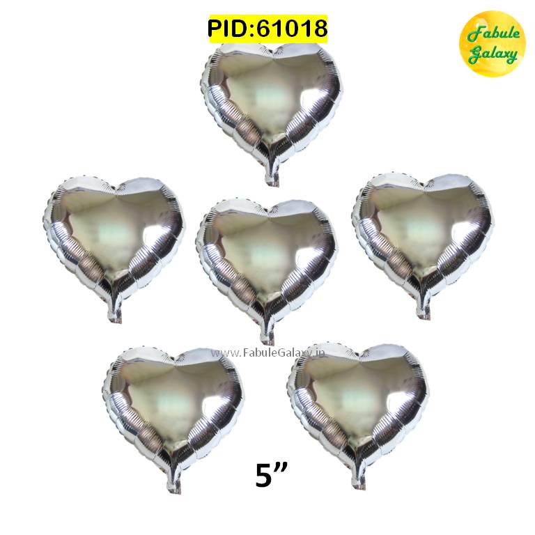 Heart Shape Silver Foil Balloon 5 Inch- 1Pc- PID-61018