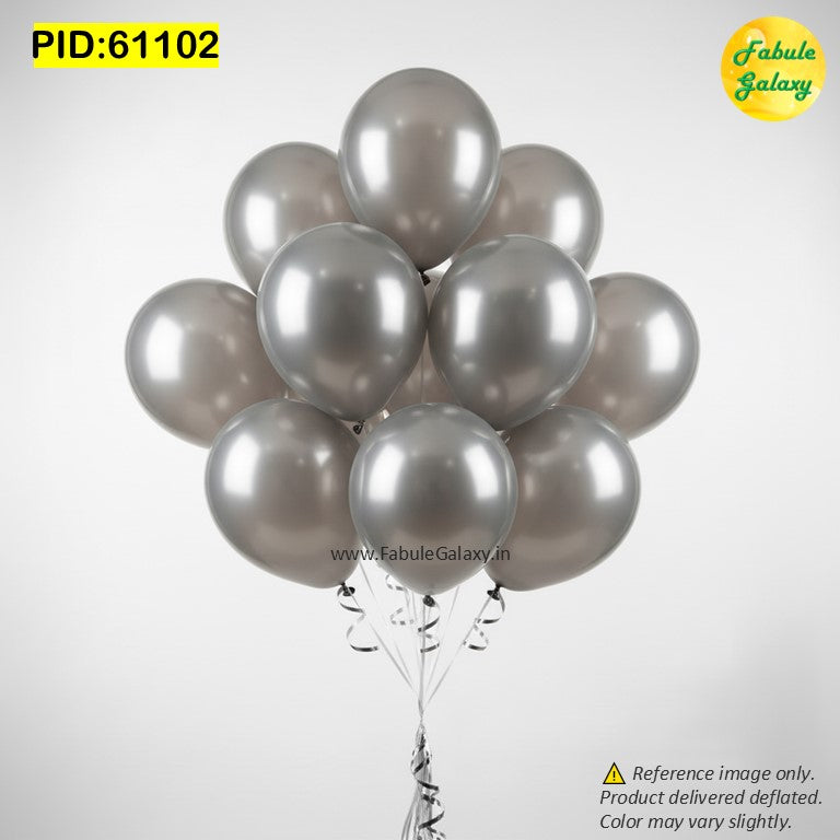 Silver Latex Balloons - 10 Pc