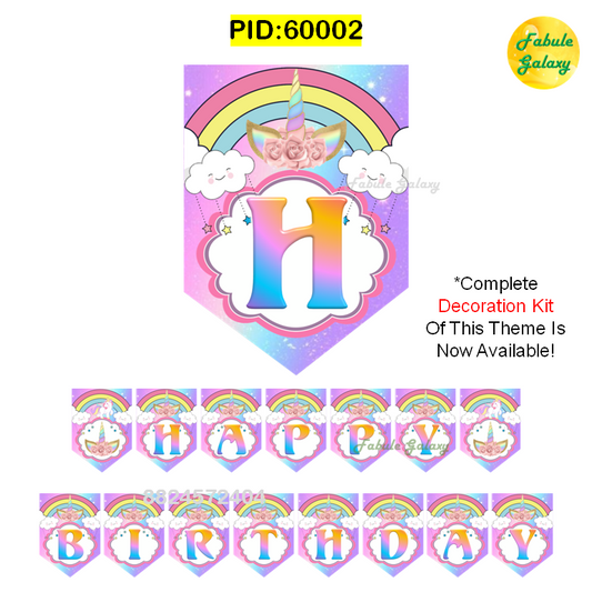 FG Unicorn Theme Happy Birthday Banner