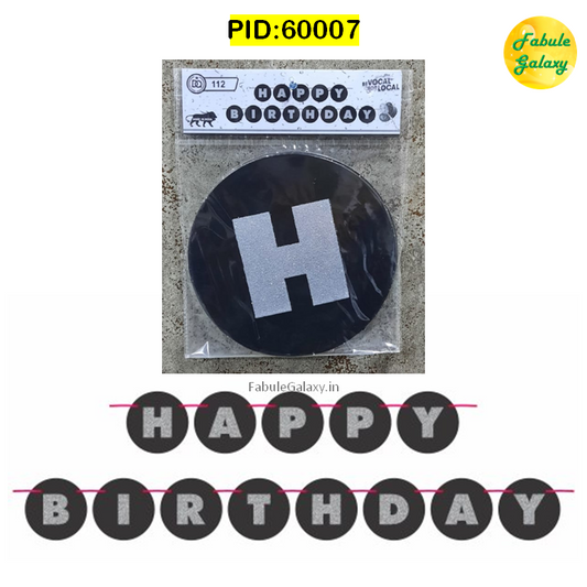Silver Black Round Happy Birthday Banner