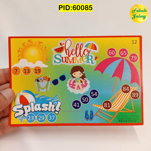 Hello Summer Pool Party Theme Tambola Cards Housie Tickets