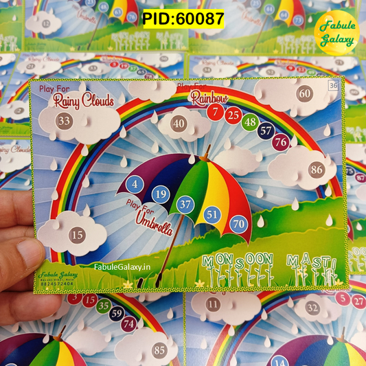 Monsoon Masti Theme Tambola Cards Housie Tickets