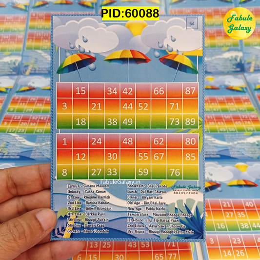 Monsoon 30N with Dividends Theme Tambola Cards Housie Tickets