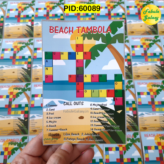 Beach Theme Tambola Cards Housie Tickets