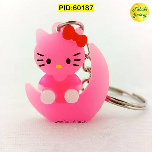 Cute Cartoon on Moon Keychain