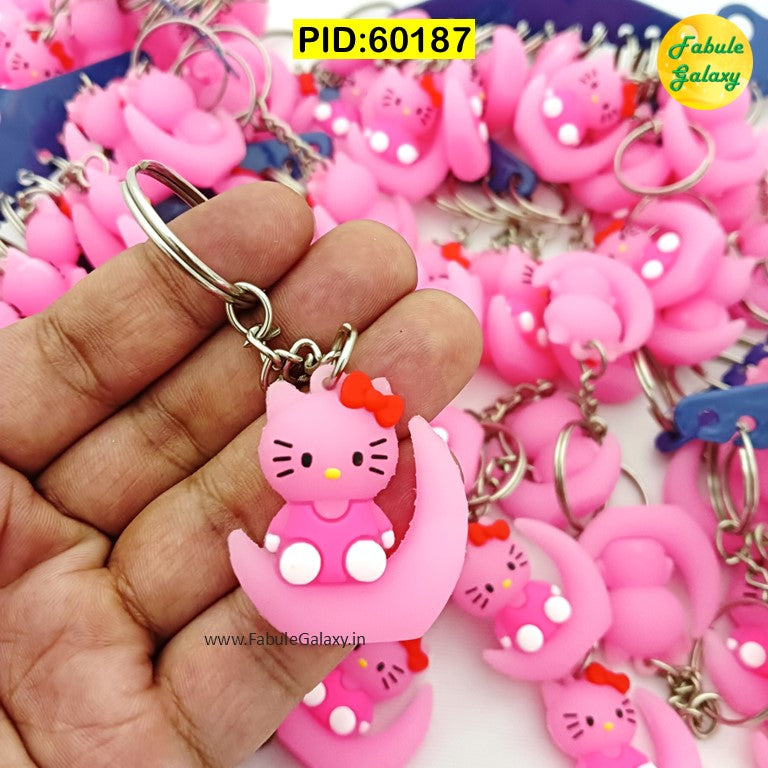 Cute Cartoon on Moon Keychain