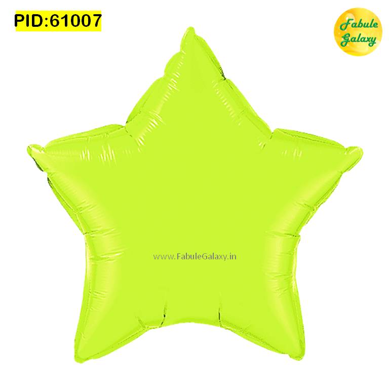 Neon green star-shaped balloon on a white background