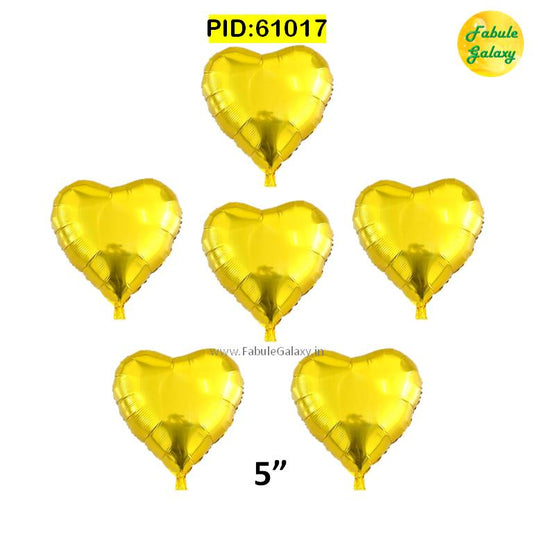 Heart Shape Golden Foil Balloon 5 Inch -1pc-PID-61017