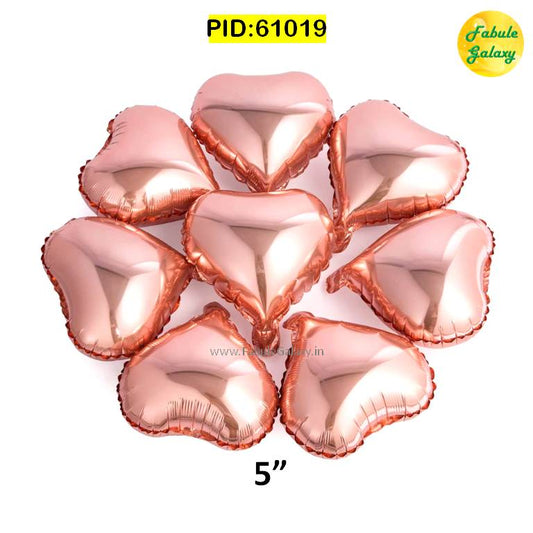 Heart Shape Pink Rose Gold Foil Balloon 5 Inch- 1 Pc- PID-61019