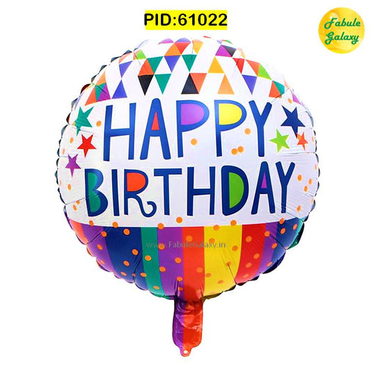 "Happy Birthday" Printed Round Foil Balloon 17" Confetti Design