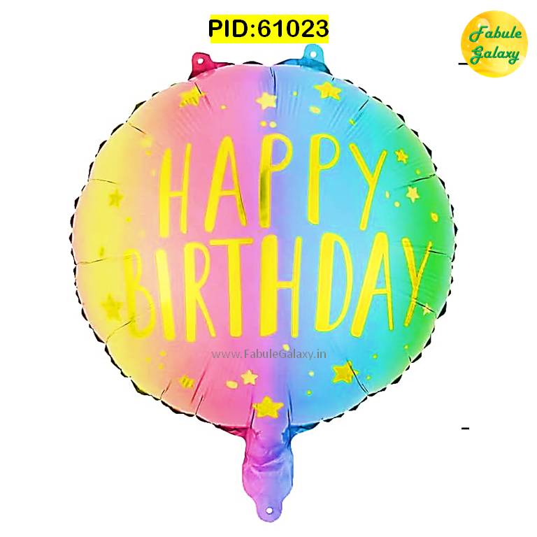 "Happy Birthday" Printed Round Foil Balloon 17" Pink-Blue dual color Design