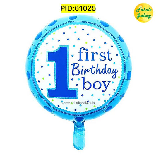 "1st Birthday Boy" Printed Round Foil Balloon 17" Blue