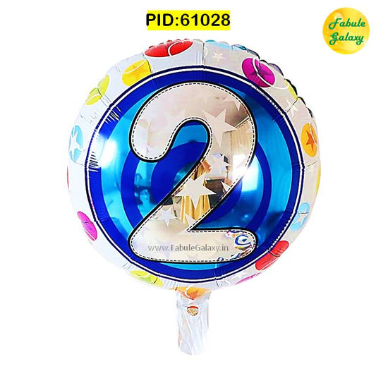 Number "2" Printed Round Foil Balloon 17"