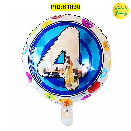 Number "4" Printed Round Foil Balloon 17"