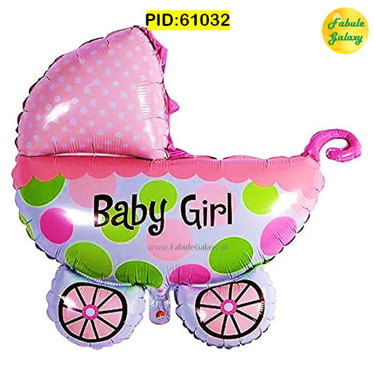 "Baby Girl" Printed Stroller Shaped Foil Balloon 30"