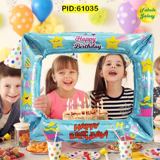 "Happy Birthday" Printed Selfie Frame Shaped Foil Balloon 18x23 Inch