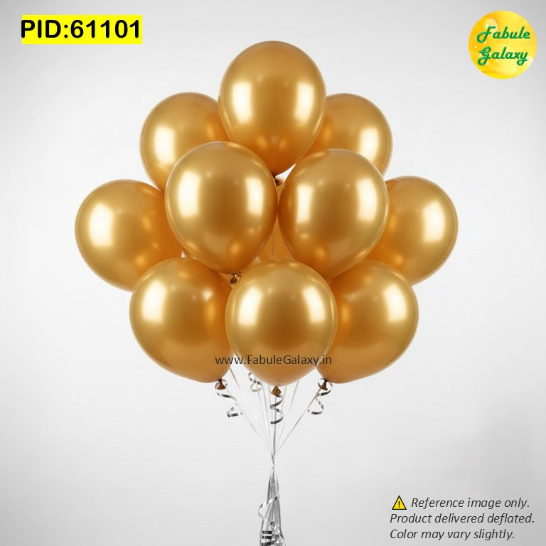 Golden Latex Balloons - 10 Pc