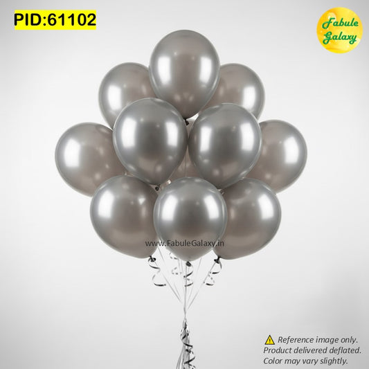 Silver Latex Balloons - 10 Pc